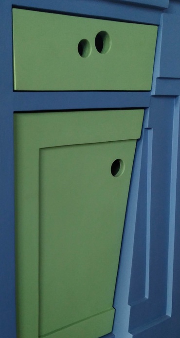 01 Mobile scultura blu e verde