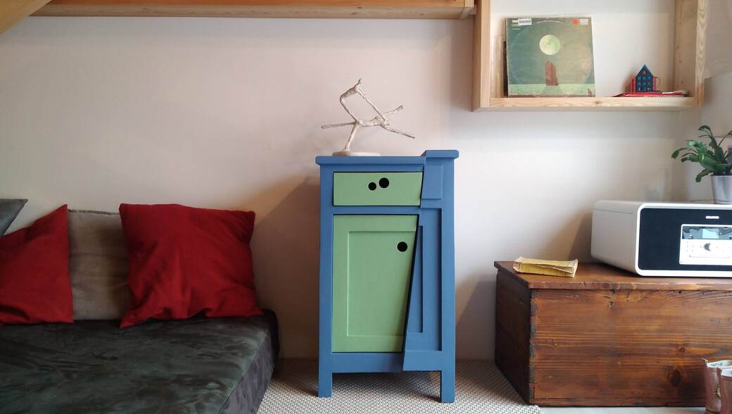 01 Mobile scultura blu e verde